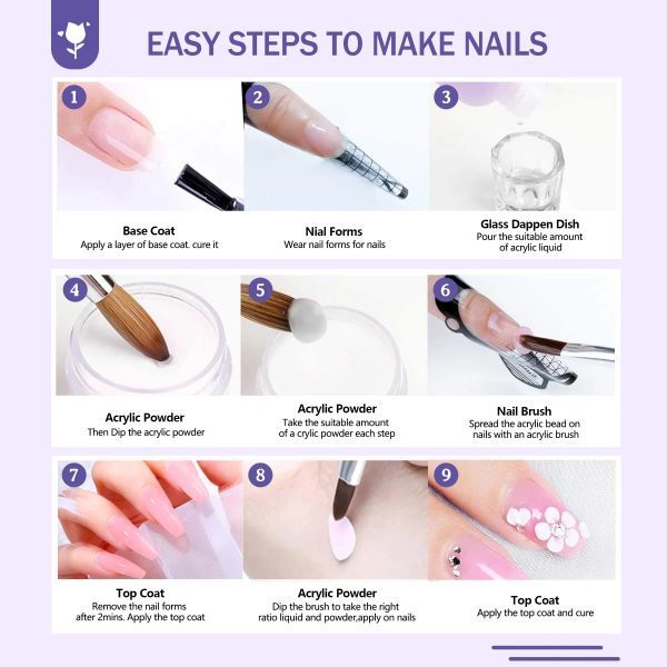 Acrylic Nail Kit With Everything For Beginners, Professional Nail Starter Kit , 24 Color Glitter Acrylic Powder And Liquid Monomer Set, Nail Glitter And DIY Nail Art Tools - 图片 8