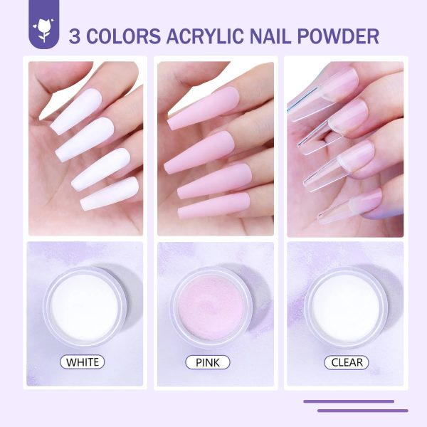 Acrylic Nail Kit With Everything For Beginners, Professional Nail Starter Kit , 24 Color Glitter Acrylic Powder And Liquid Monomer Set, Nail Glitter And DIY Nail Art Tools - 图片 5