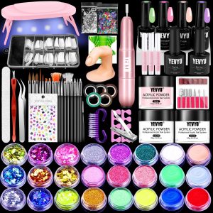 Acrylic Nail Kit With Drill, 4 Colors Gel Polish And UV Light Nail Kit, Birthday Gifts For Women, Valentines Day Gifts For Girl, Professional Nails Kit Acrylic Set With Everything For Beginners