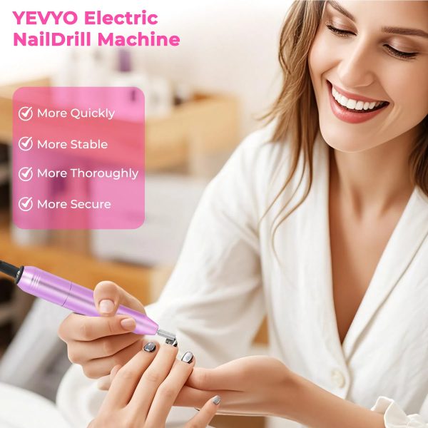 Portable Electric Nail Drill, Professional Nail File Kit For Acrylic, Gel Nails, Manicure Pedicure With Nail Drill Bits Sanding Bands Rose Gold - 图片 2
