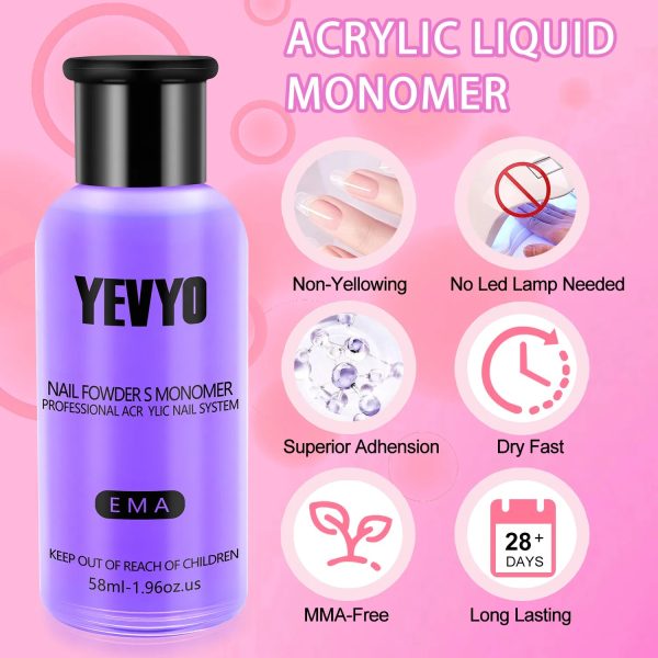 Professional Acrylic Nail Kit, With Pink Nail UV LED Lamps, Acrylic Powders, Base Top Coat, Nail Tips, Rhinestones, Nail Decorations And Nail Art Tools - 图片 3