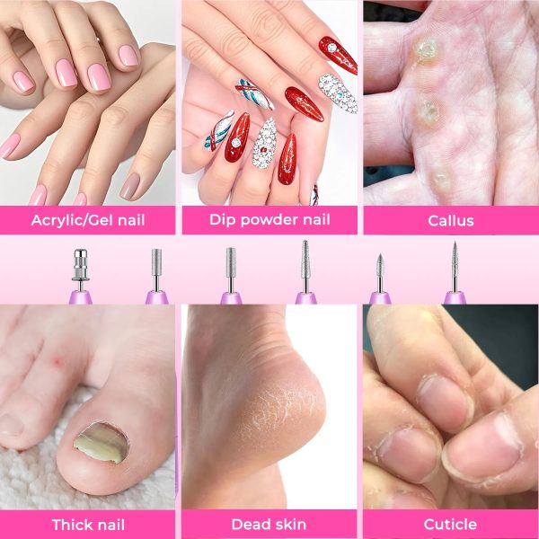 Portable Electric Nail Drill, Professional Nail File Kit For Acrylic, Gel Nails, Manicure Pedicure With Nail Drill Bits Sanding Bands Rose Gold - 图片 7