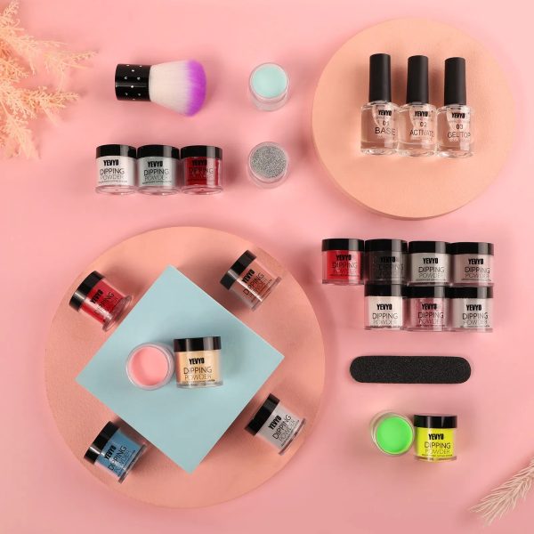 Acrylic Nail Kit Dip Powder Nail Kit Starter, 20 Colors Fast Dry Powder Nail Dipping Kit, With Base & Top Coat Activator Dip Nail Kit For French Nail Art Manicure DIY - 图片 8