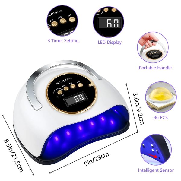 YEVYO 180W UV LED Nail Lamp With 3 Timers And Automatic Sensor Professional Nail Light - White - 图片 2