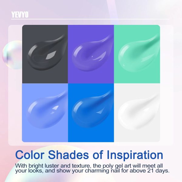 6 PCS Polygel Nail Kit With UV Nail Lamp, Slip Solution, Top Base Coat, Builder Nails Art Tools For Beginners - 图片 7
