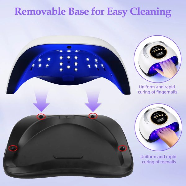 YEVYO 180W UV LED Nail Lamp With 3 Timers And Automatic Sensor Professional Nail Light - White - 图片 8