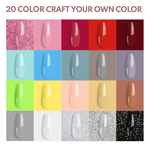 Acrylic Nail Kit Dip Powder Nail Kit Starter, 20 Colors Fast Dry Powder Nail Dipping Kit, With Base & Top Coat Activator Dip Nail Kit For French Nail Art Manicure DIY - 图片 2