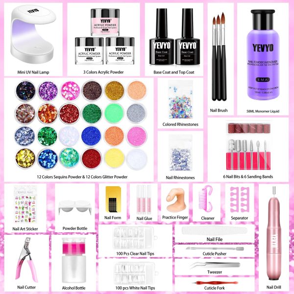 Acrylic Nail Kit With Nail Drill And UV Light, Birthday Gifts For Women, Valentines Day Gifts For Girls, Professional Nail Kit Acrylic Set With Everything For Beginner - 图片 3