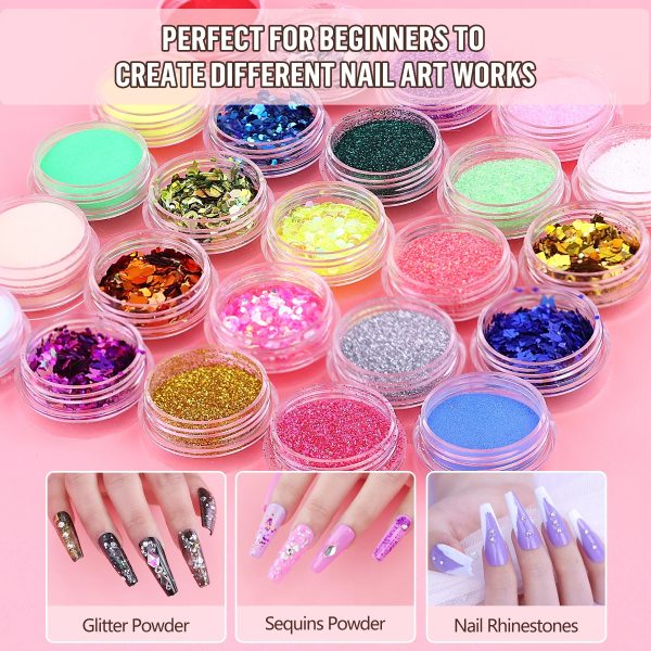 Acrylic Nail Kit With Drill, 4 Colors Gel Polish And UV Light Nail Kit, Birthday Gifts For Women, Valentines Day Gifts For Girl, Professional Nails Kit Acrylic Set With Everything For Beginners - 图片 3