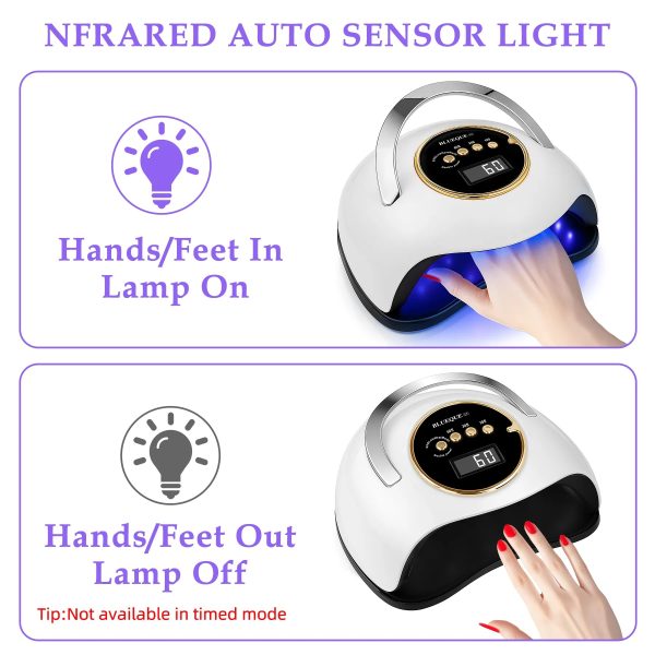YEVYO 180W UV LED Nail Lamp With 3 Timers And Automatic Sensor Professional Nail Light - White - 图片 7