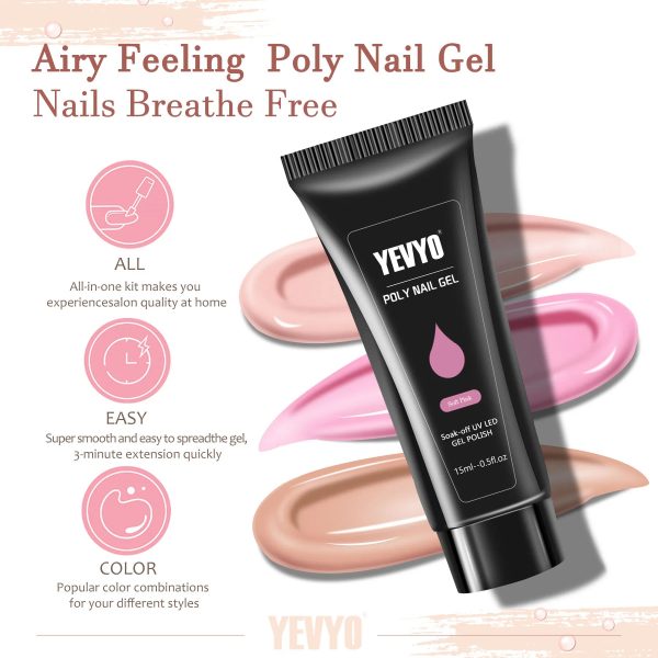 Poly Gel Nail Kit Poly Nail Gel Kit With UV Lamp For Beginners With Anything With Gel Extension Nail Kit With Slip Solution - 图片 6