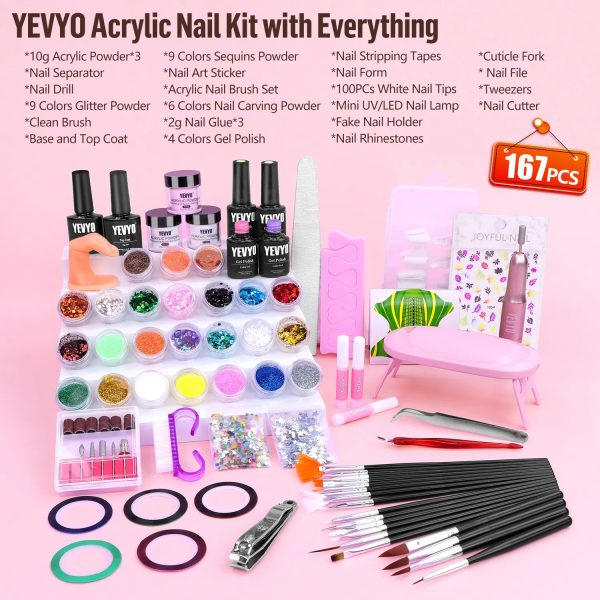 Acrylic Nail Kit With Drill, 4 Colors Gel Polish And UV Light Nail Kit, Birthday Gifts For Women, Valentines Day Gifts For Girl, Professional Nails Kit Acrylic Set With Everything For Beginners - 图片 7