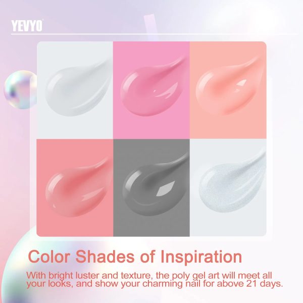6 PCS Poly Gel Nail Kit With UV Lamp, Nail Brush And Nail Forms Top Base Coat Builder Nails Art Tools - 图片 2
